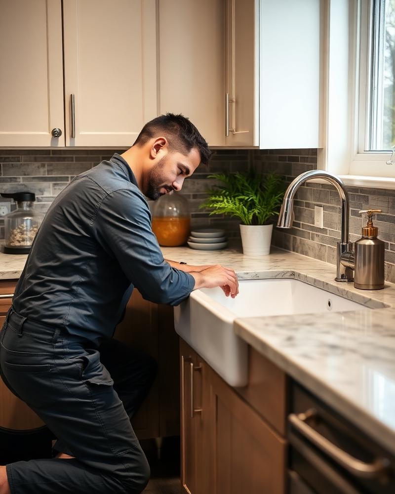 Plumbing contractor at work