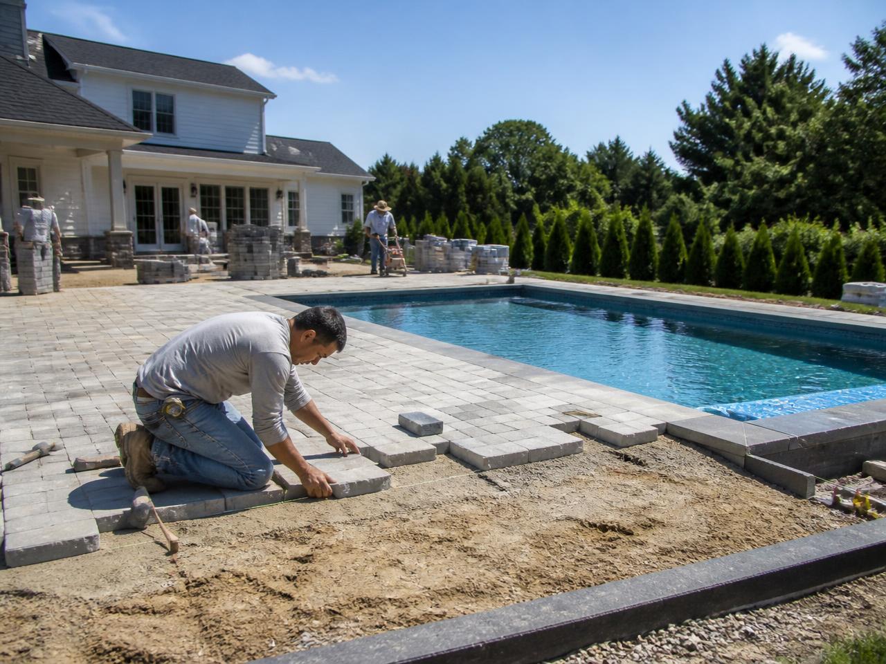 Pool Construction contractor working on a job site in Illinois